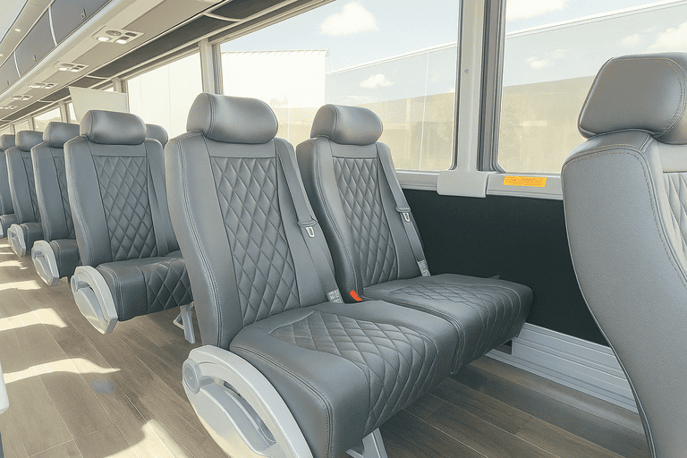 interior of Lorain Coach Bus Service charter bus