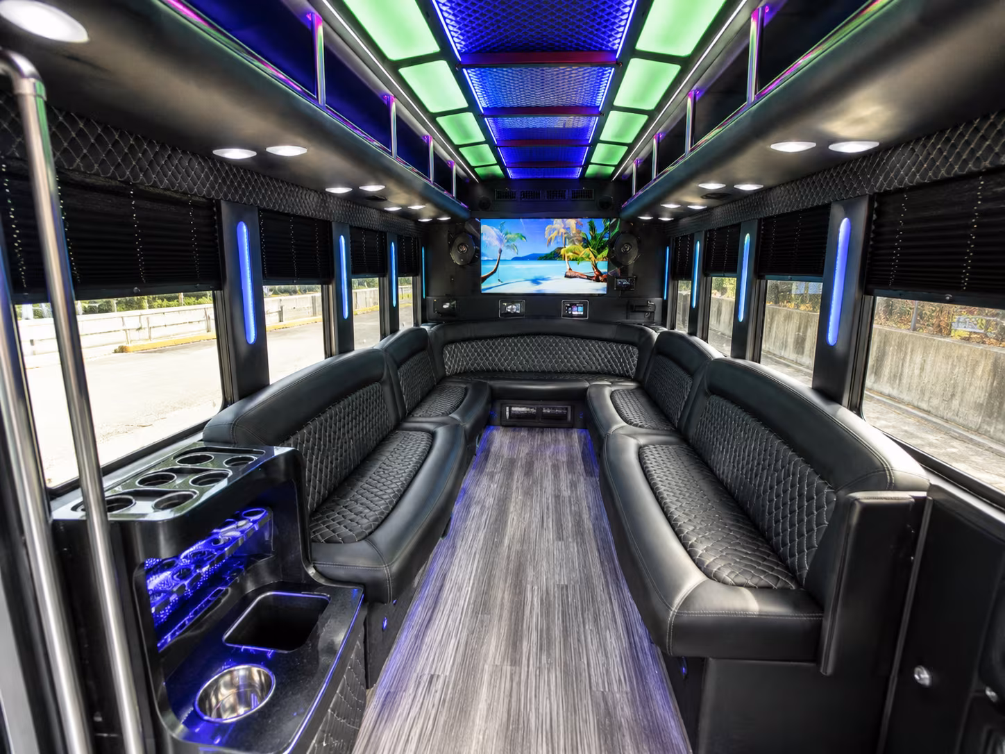 lorain 18 passenger party bus inside