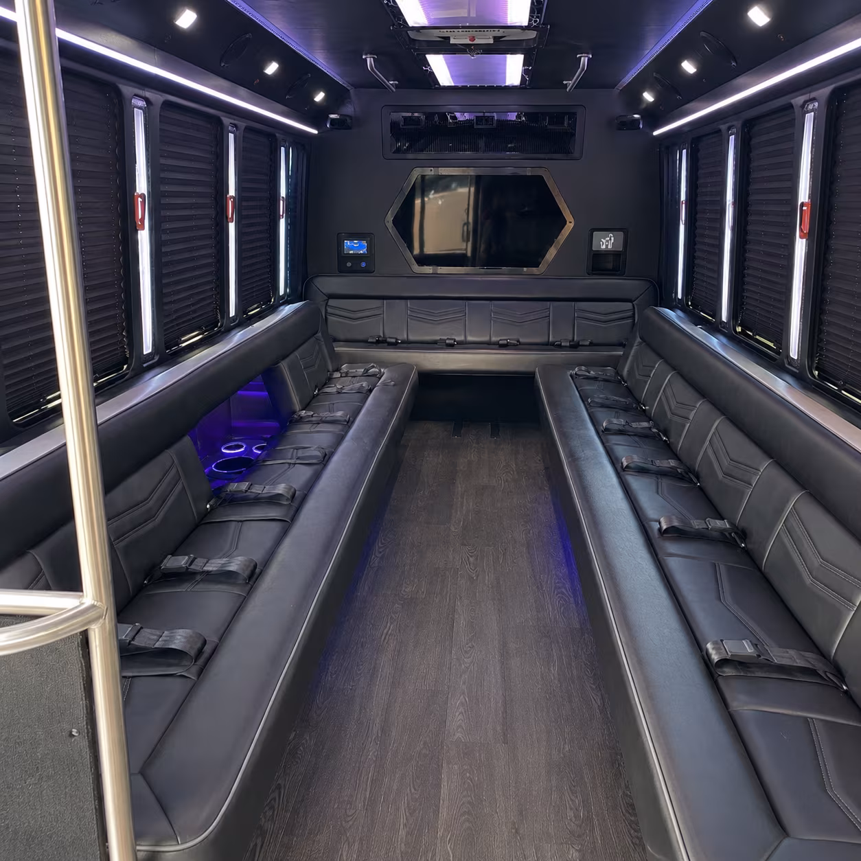 lorain 18 passenger party bus interior